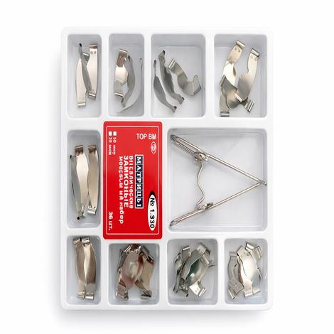 Dental Matrix Set 36-teilig – Sattelkonturierte Metallmatrizen 50µm mit Federclip – Klasse II Universal Kit